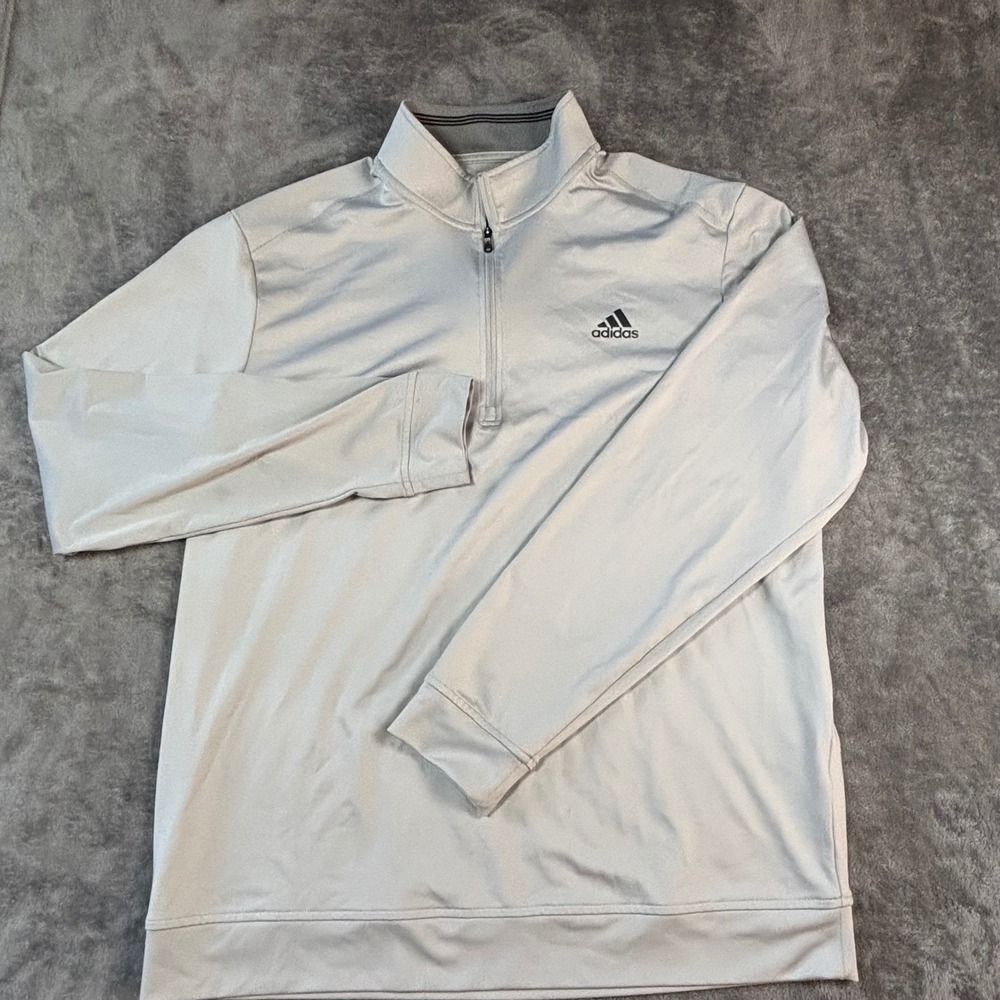 Adidas Golf Mens Large Grey Quarter Zip Pullover Long Sleeve Performance Shirt